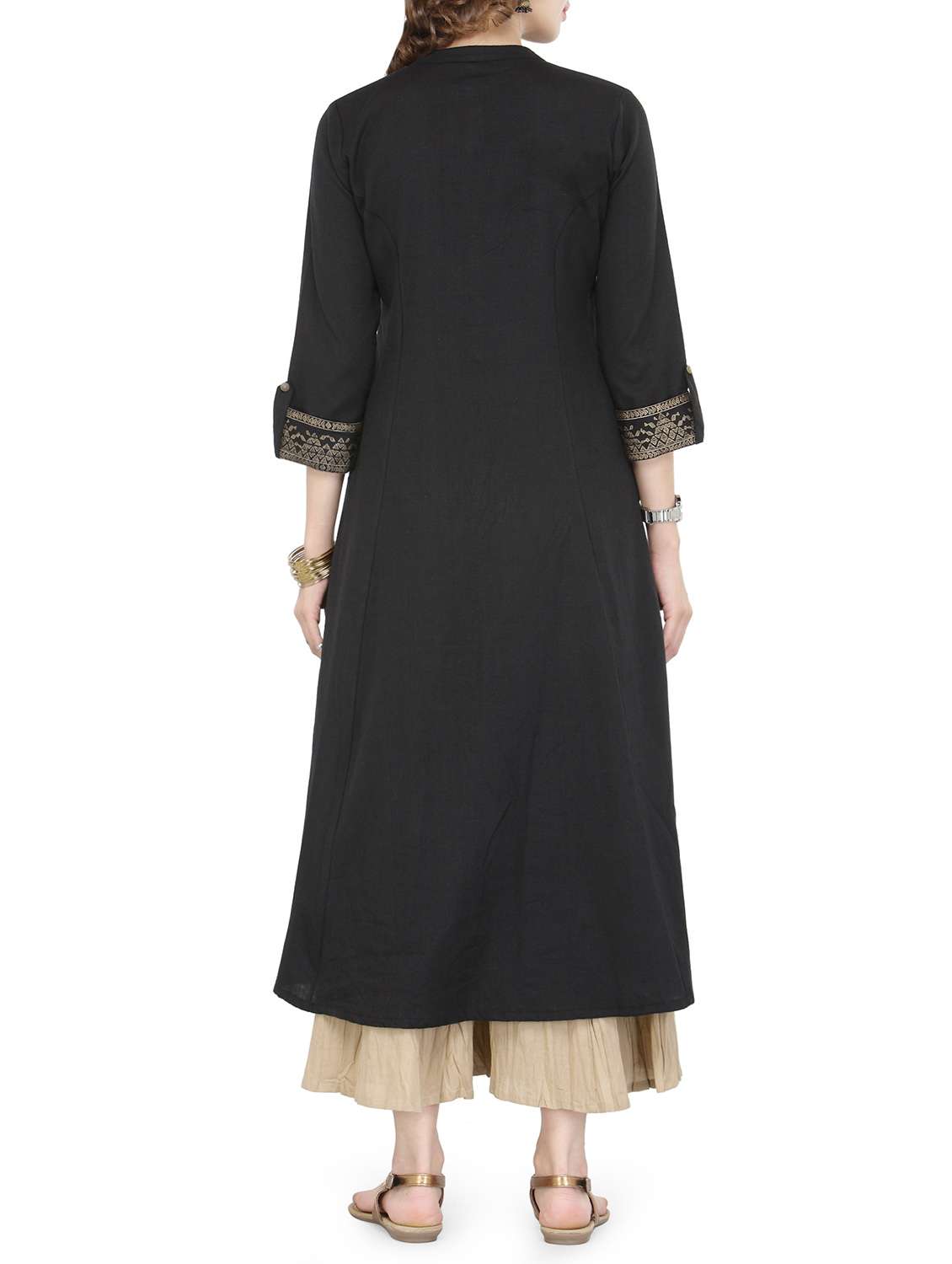 gold printed kurta palazzo set - 14146966 -  Standard Image - 2