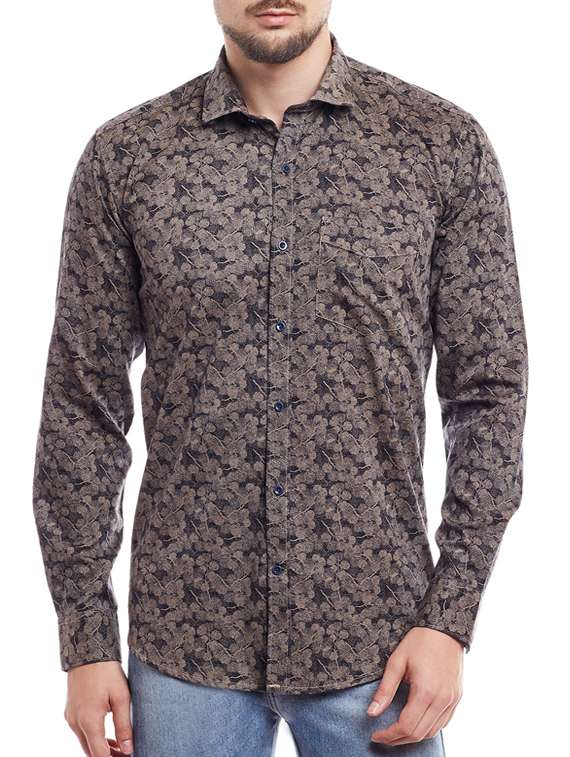 brown cotton casual shirt