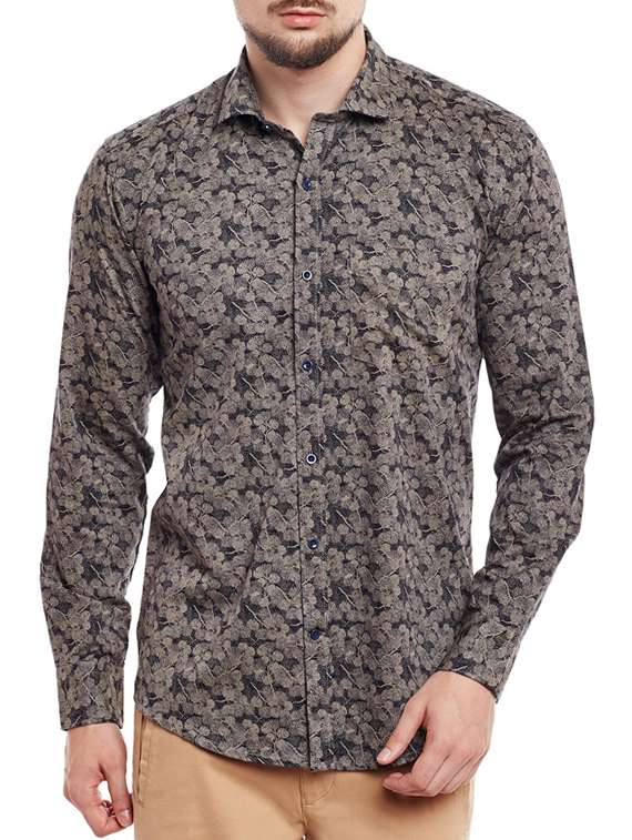brown cotton casual shirt