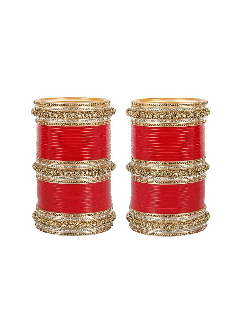 red gold tone stone bangles