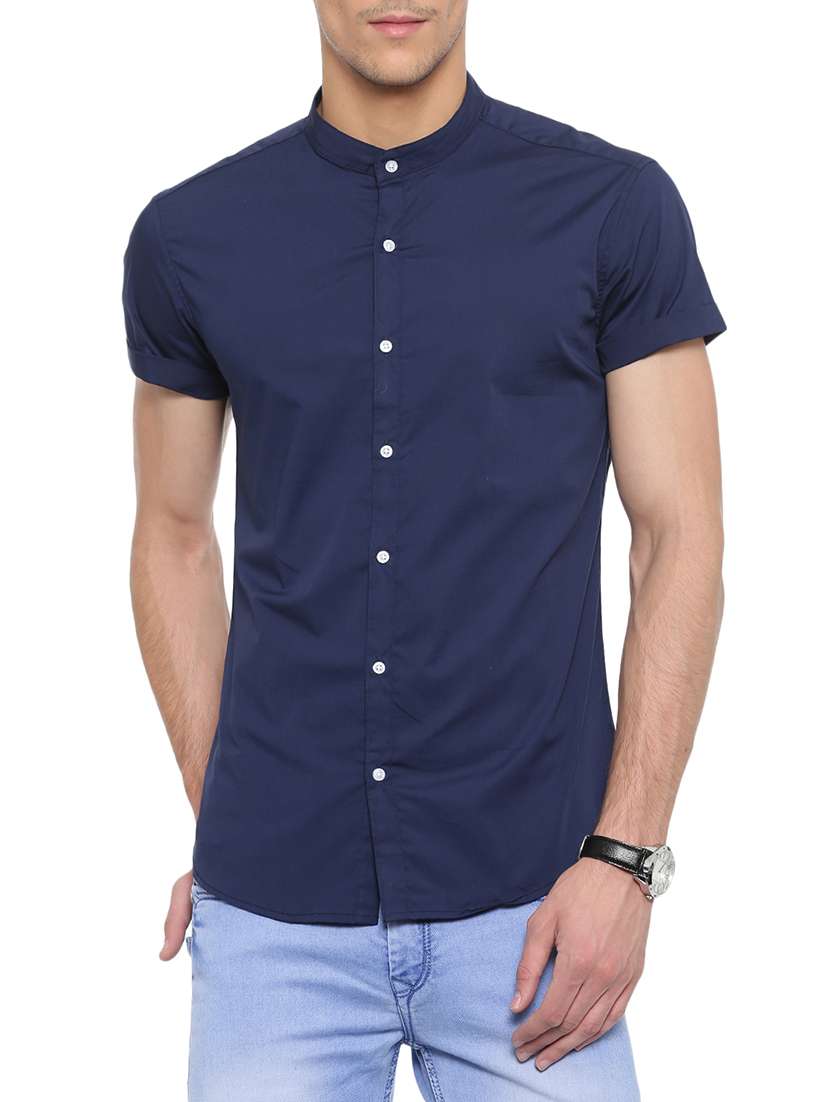 blue cotton casual shirt