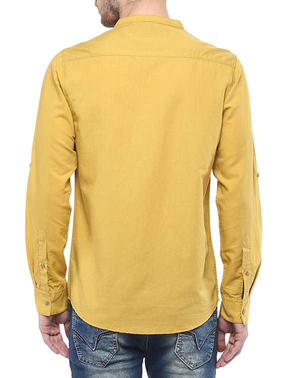 yellow cotton casual shirt - 14153756 - Standard Image - 2