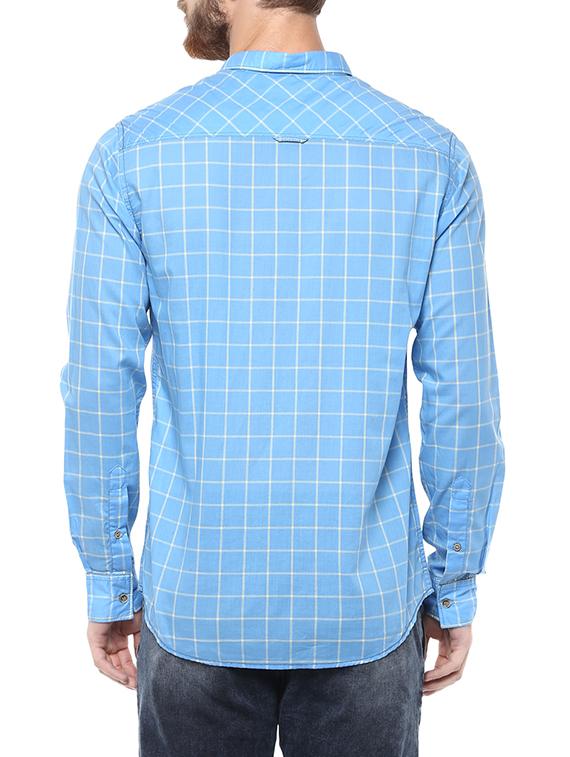 blue cotton casual shirt - 14153777 - Standard Image - 2