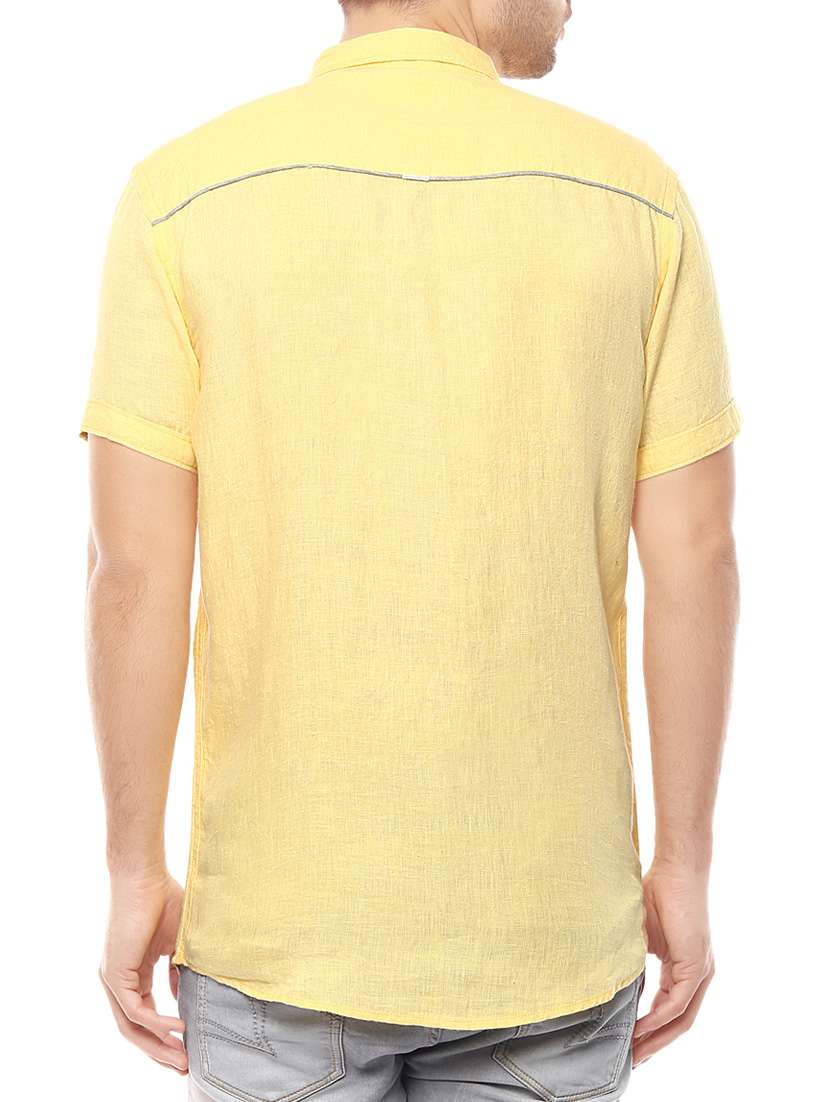 yellow cotton casual shirt - 14153808 - Standard Image - 2