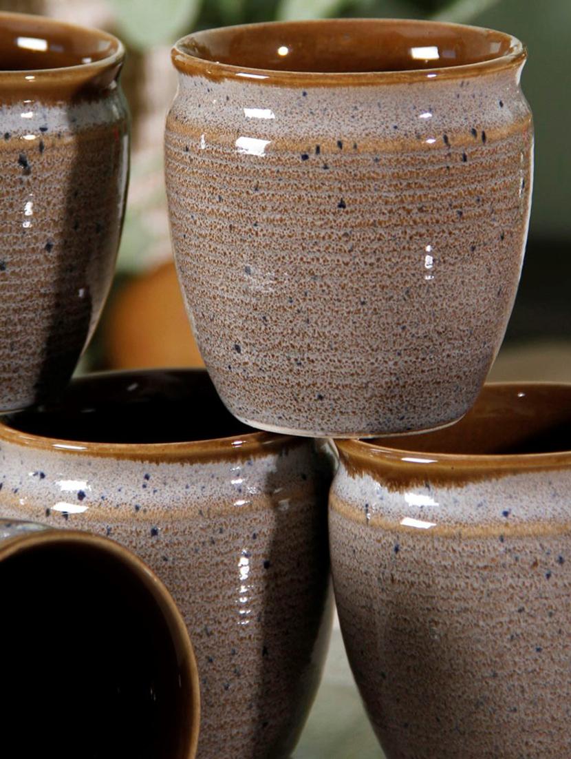 studio pottery grey and brown kulhad set of 6 - 14154977 - Standard Image - 2