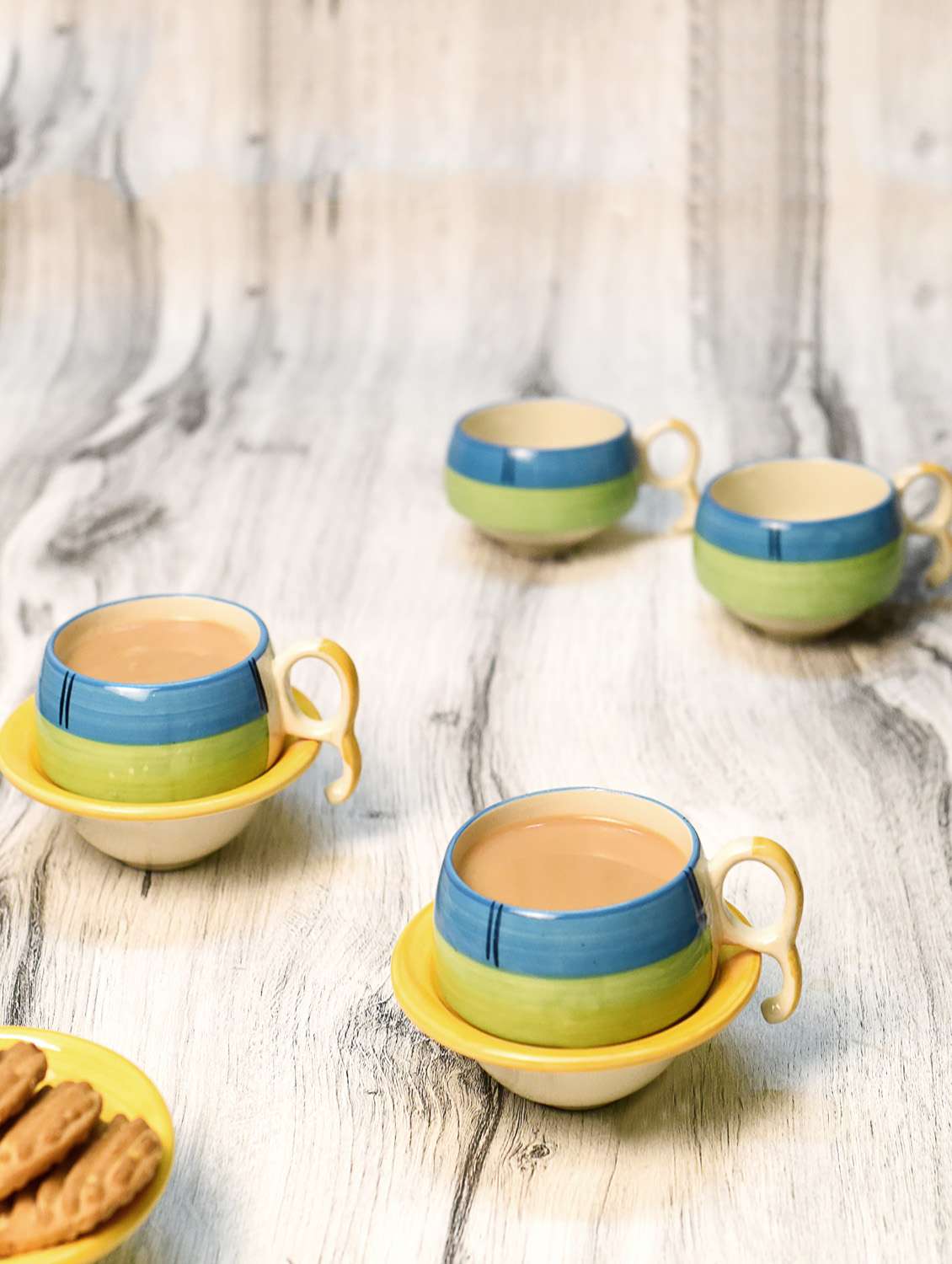 multicolored ceramic cup saucer set of 6 - 14154985 -  Zoom Image - 0