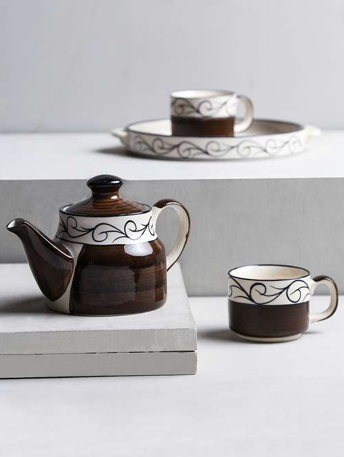 ceramic brown morning tea set - 14155041 -  Standard Image - 0