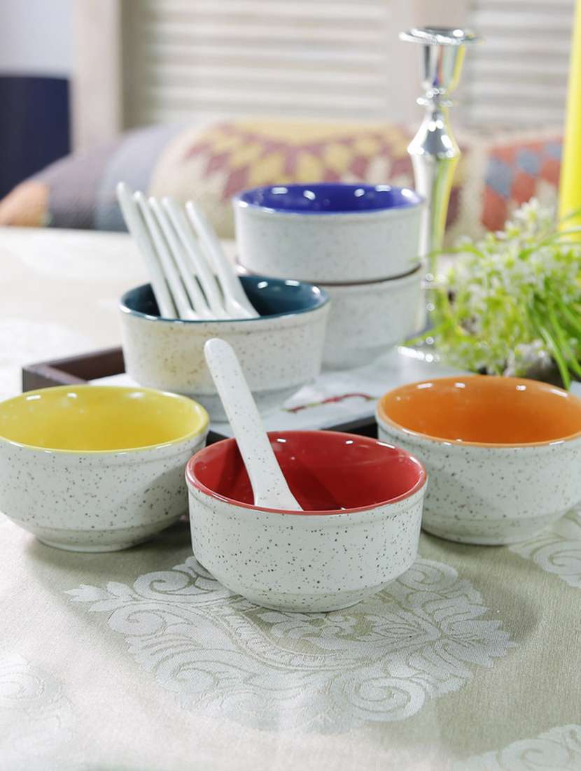 set of 6 ceramic offwhite soup bowls