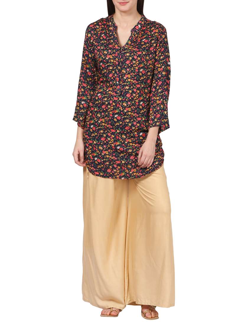 blue rayon high-low kurta