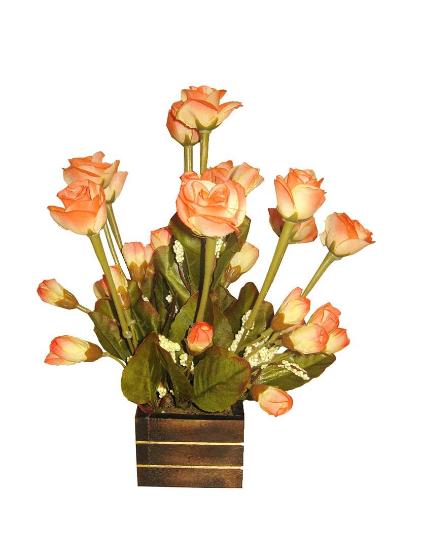 loxiaa orange rose artificial flower with pot