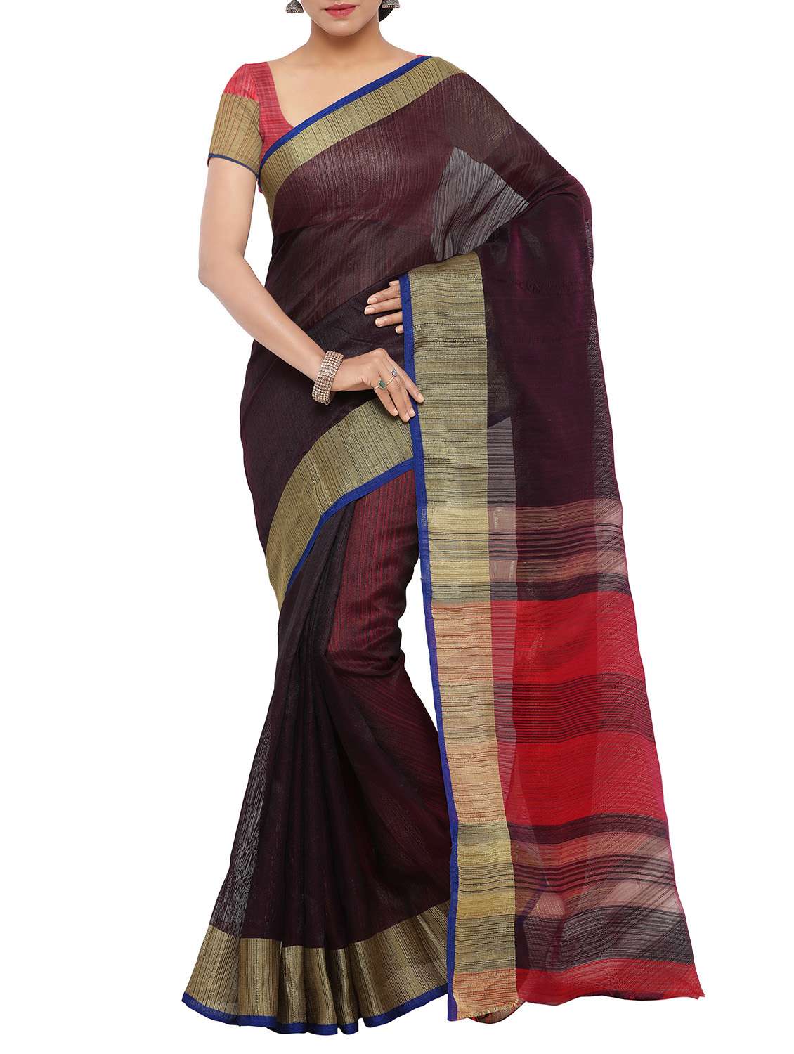 Black handloom saree with blouse