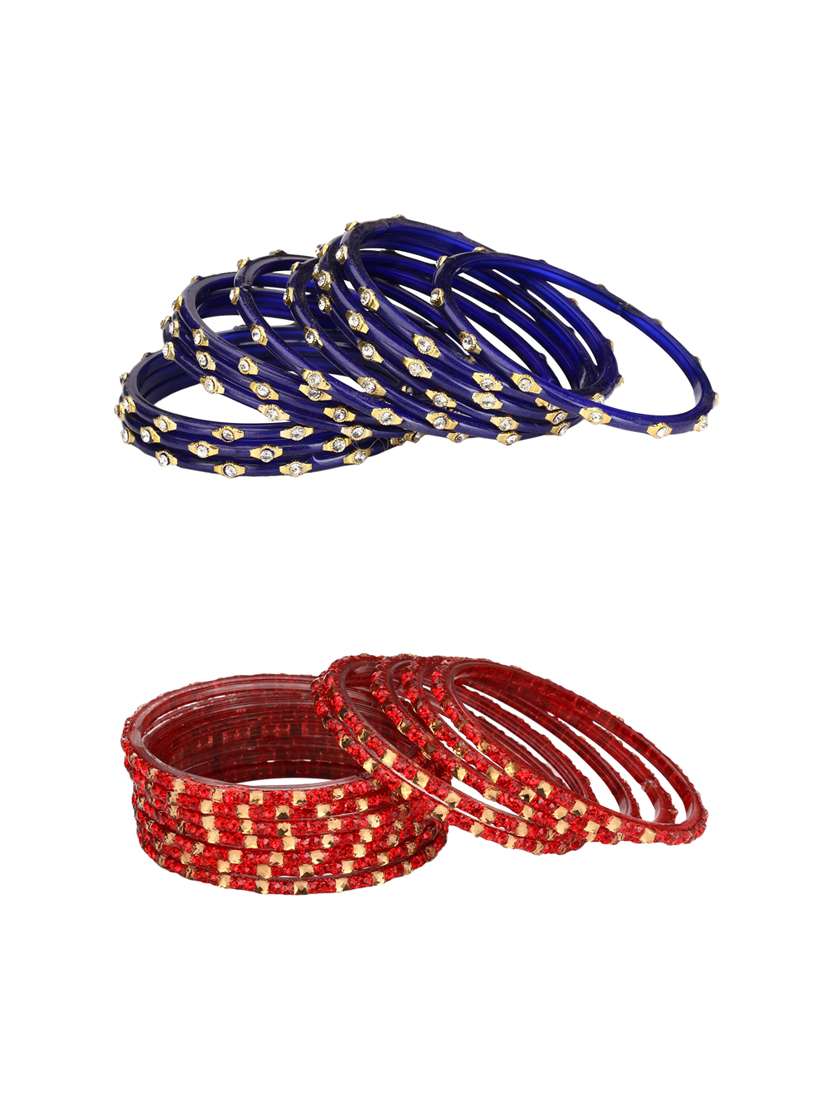 multi colored glass bangle combo