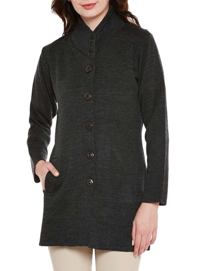 grey woolen casual coatigan