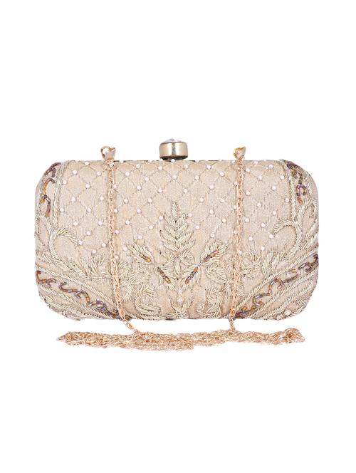 beige metal box clutch - 14161713 - Standard Image - 0