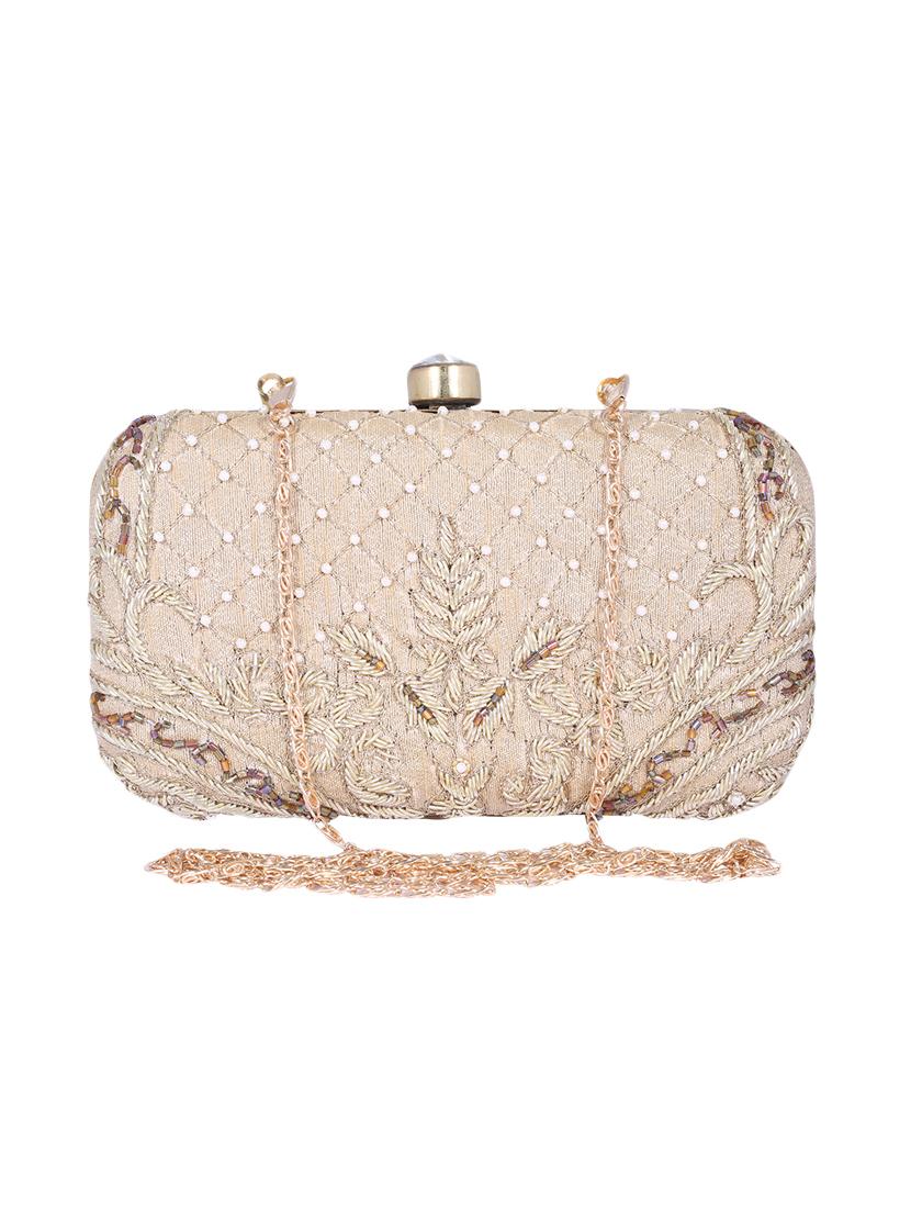 beige metal box clutch - 14161713 - Zoom Image - 0