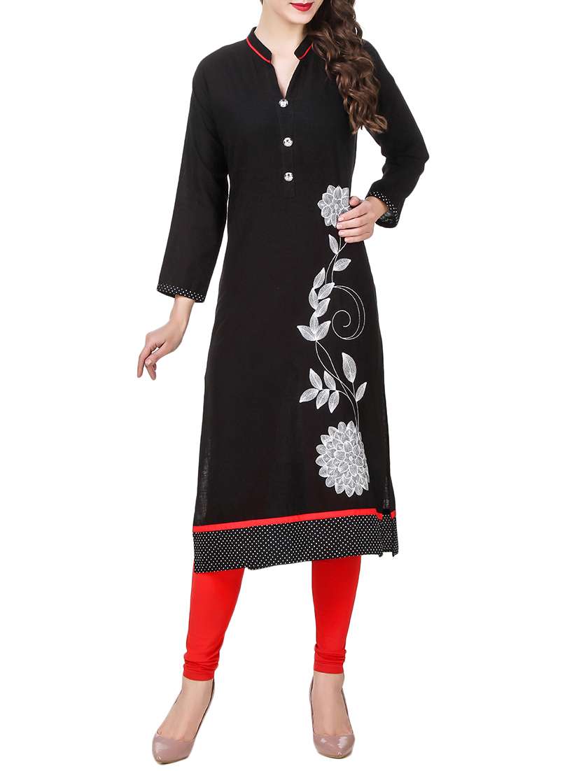 black cotton straight kurta
