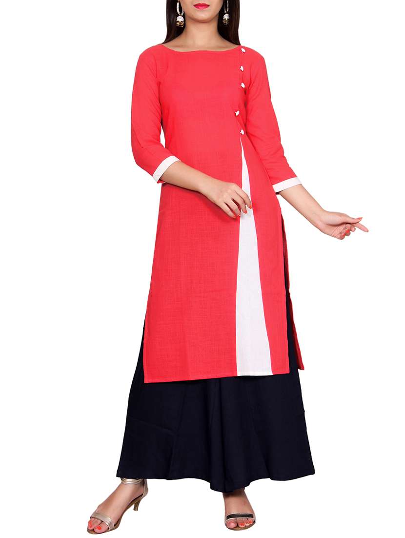 straight color block kurta