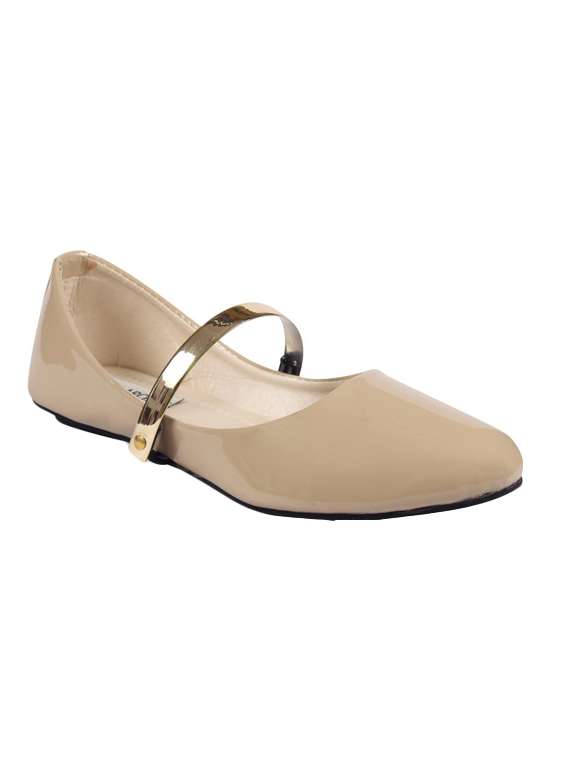beige faux leather ballerina