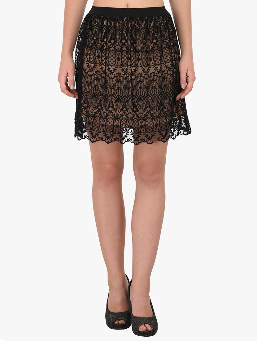 black cotton flared skirt - 14170675 -  Zoom Image - 0