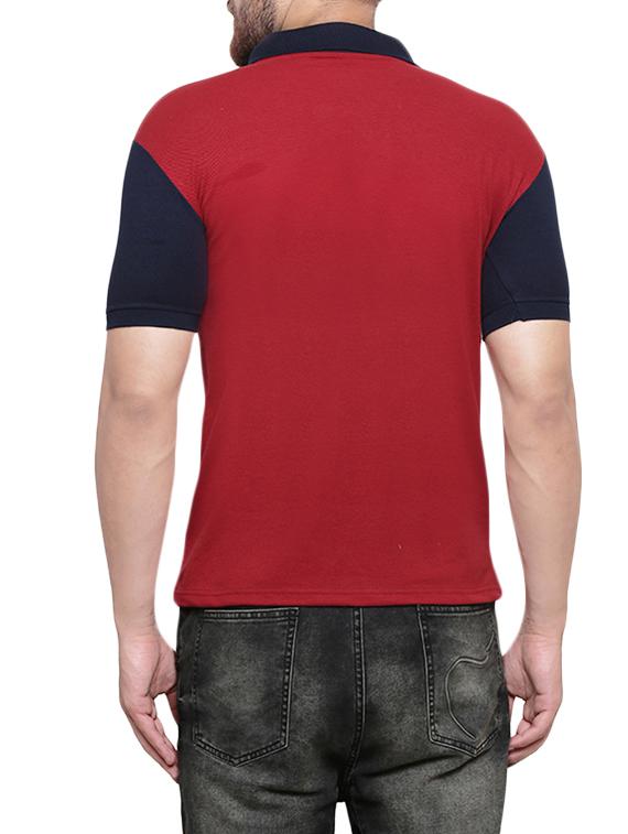 red cotton color block t-shirt - 14173934 - Standard Image - 2