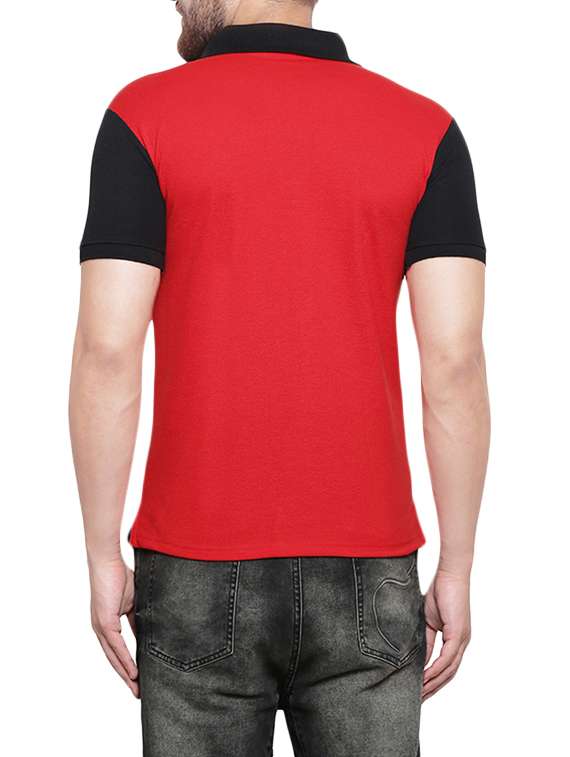 Red Cotton Color Block T-shirt - 14173940 -  Standard Image - 2