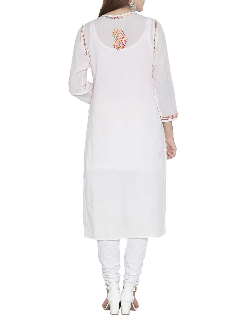 ada white cotton chikankari kurta - 14178919 -  Standard Image - 2
