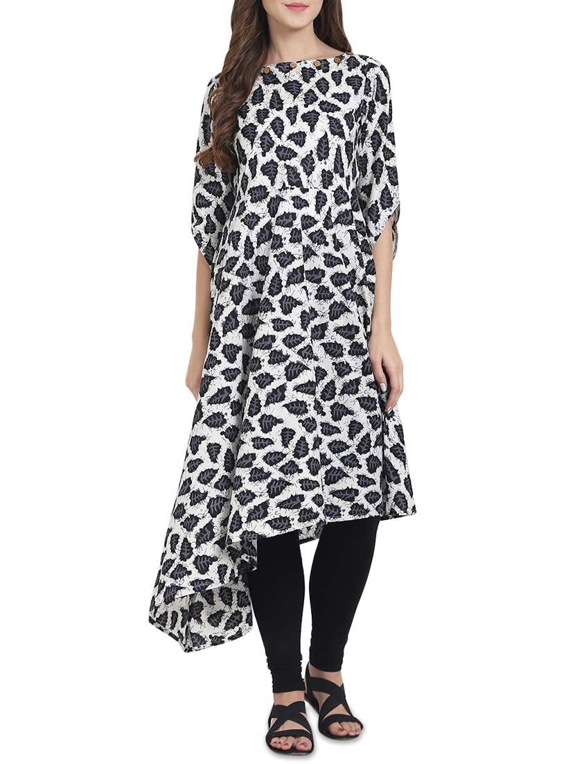 white cotton asymmetric kurta