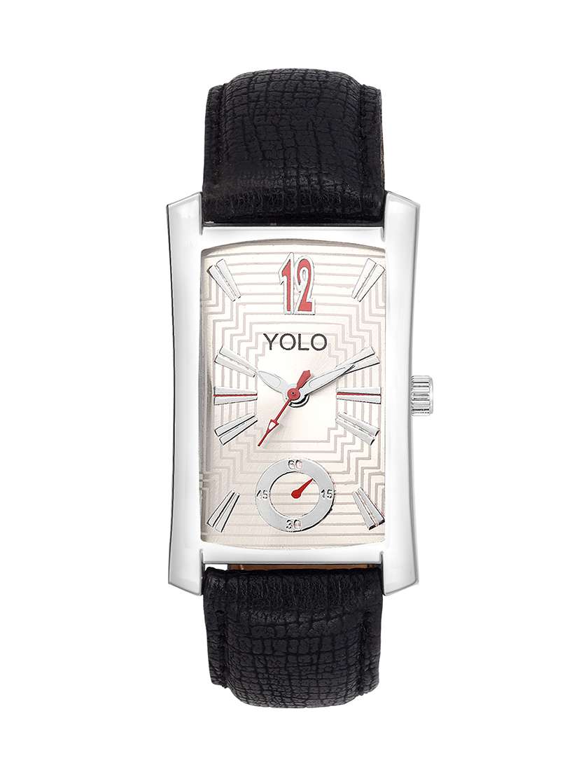 yolo men'z white dial rectangular wrist watch