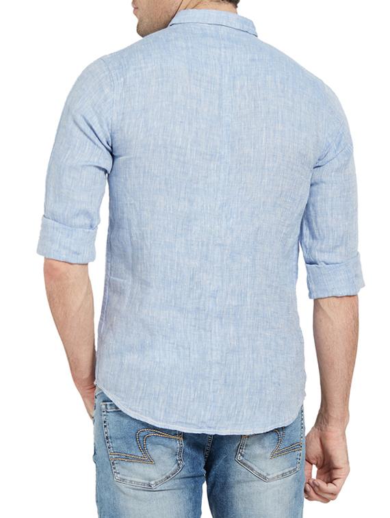 blue linen casual shirt - 14181541 - Standard Image - 2