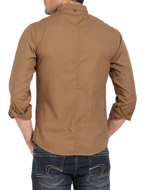 brown cotton casual shirt - 14181545 - Standard Image - 2