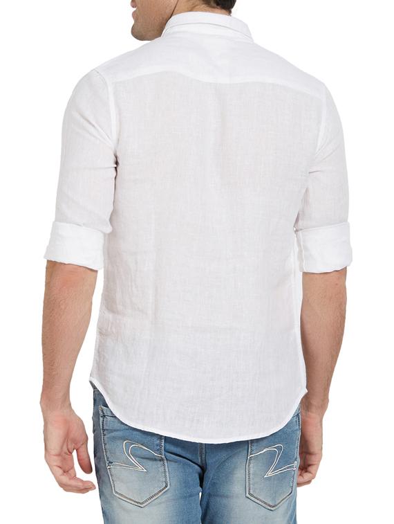 white linen casual shirt - 14181547 - Standard Image - 2