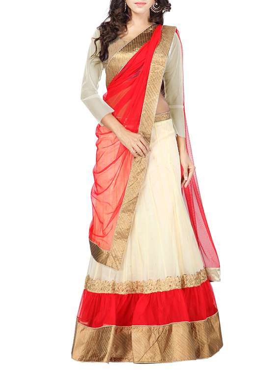 white net flared lehenga