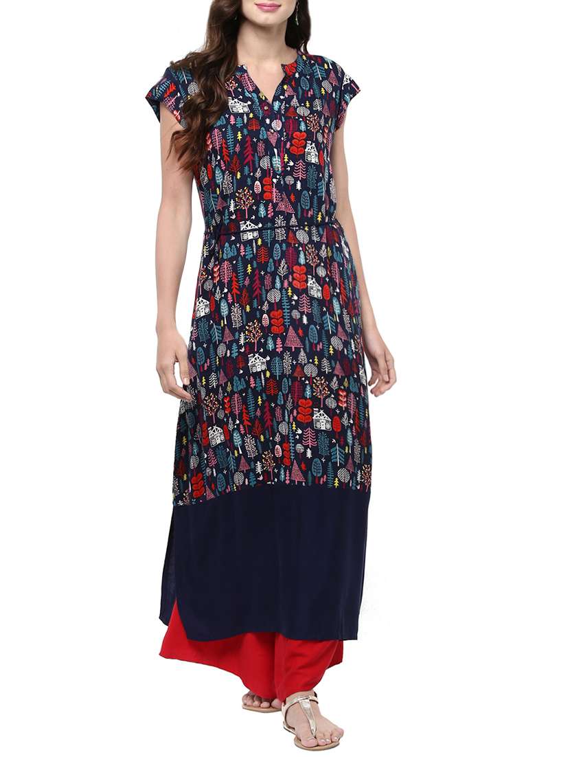 blue rayon a-line kurta