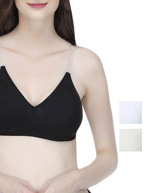 set of 3 floral patch backless bras