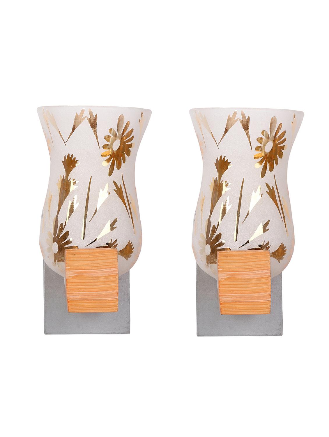 somil vintage glass wall lamp (hand decorative with golden design) set of 2- a25 - 14184932 - Standard Image - 2