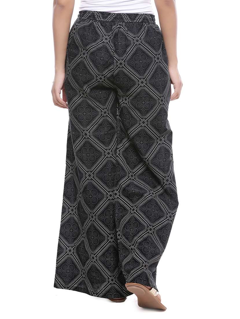 black cotton palazzos - 14185016 -  Standard Image - 2
