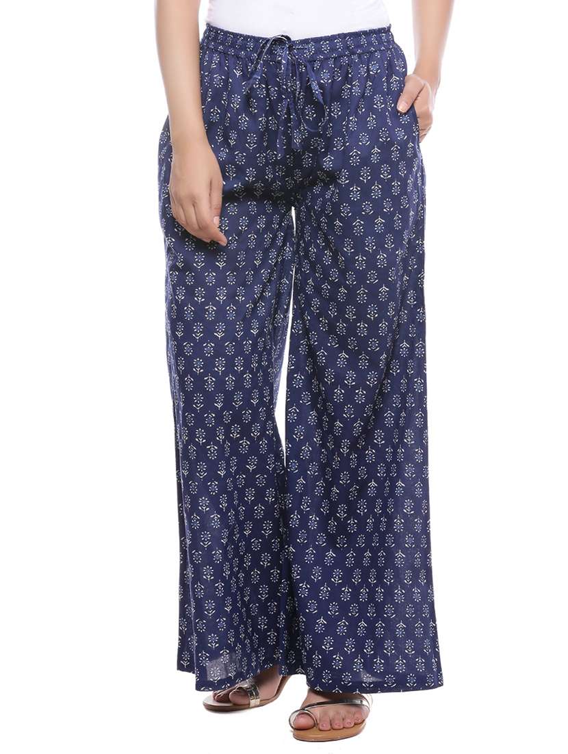 blue cotton palazzos