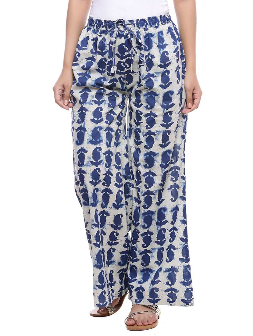 blue printed cotton palazzo