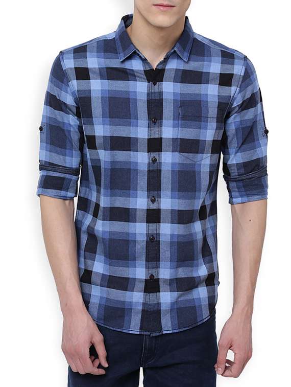 blue cotton casual shirt