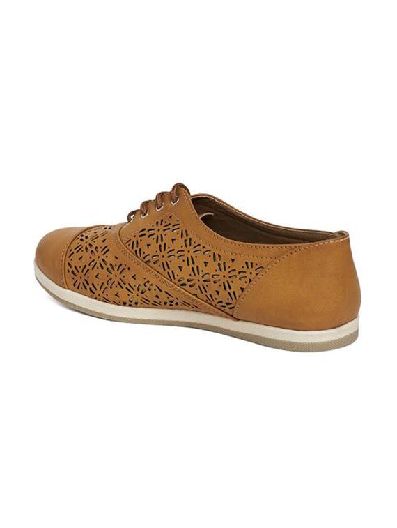 tan faux leather laceup casual shoes - 14189768 - Standard Image - 2