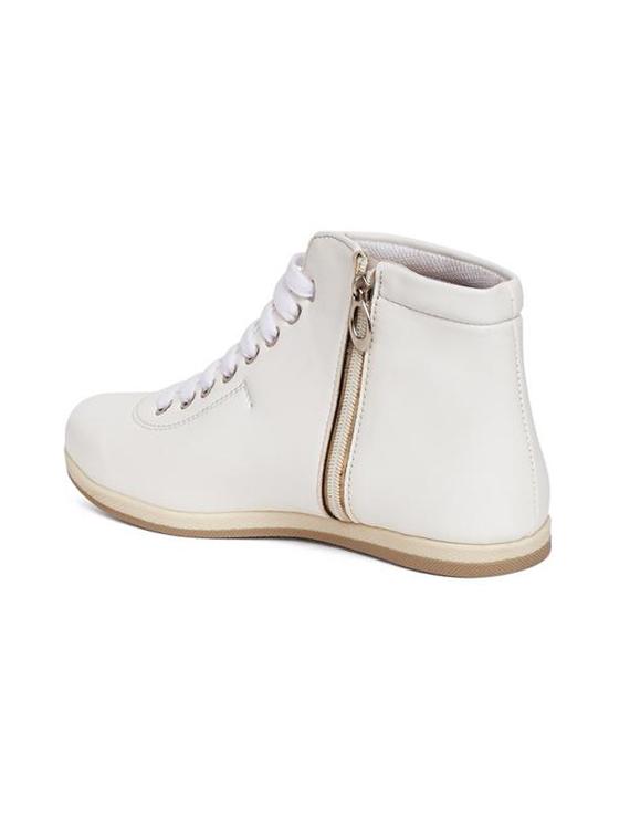 white faux leather laceup sneakers - 14189773 - Standard Image - 2