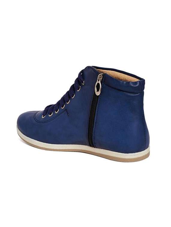 blue faux leather laceup sneakers - 14189774 -  Standard Image - 2