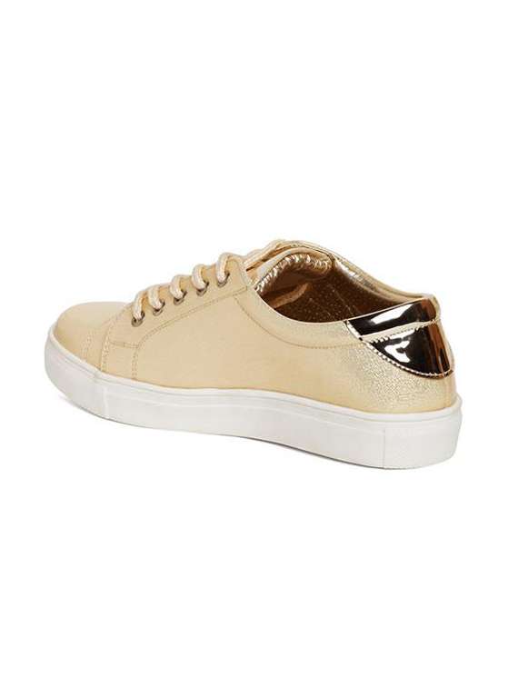 gold faux leather laceup sneakers - 14189788 -  Standard Image - 2