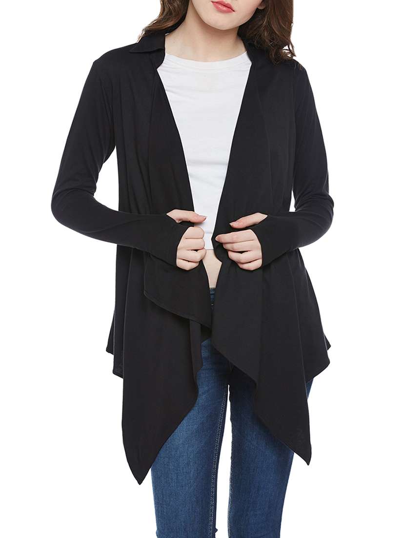black cotton waterfall shrug