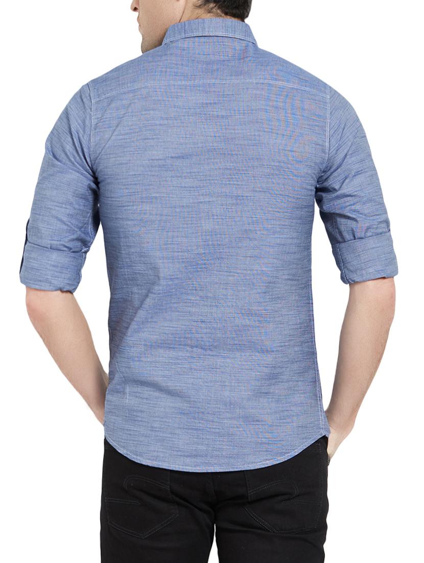 blue cotton casual shirt - 14191571 - Standard Image - 2