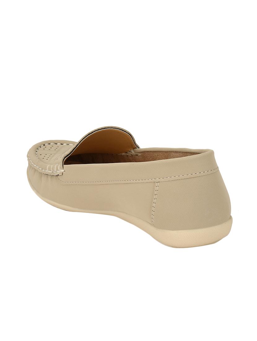 beige leatherette slip on loafers - 14193172 - Standard Image - 2
