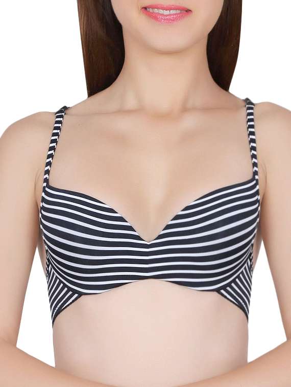 black striped push up bra
