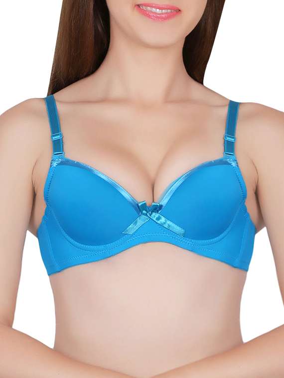 blue push up bra