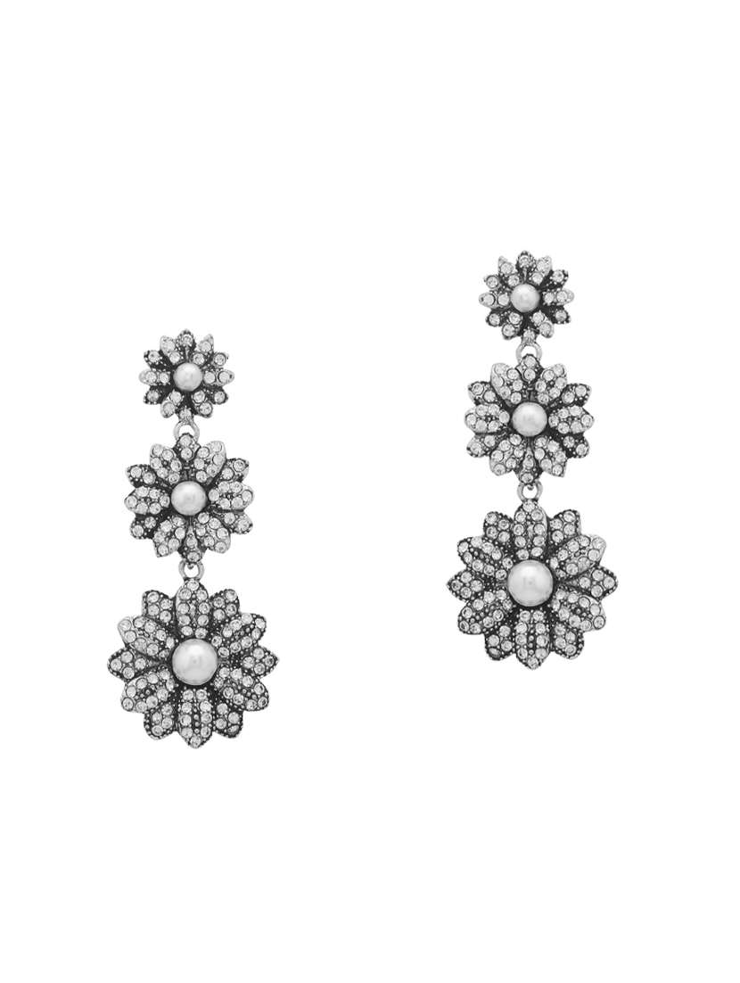 silver metal chandellier earrings