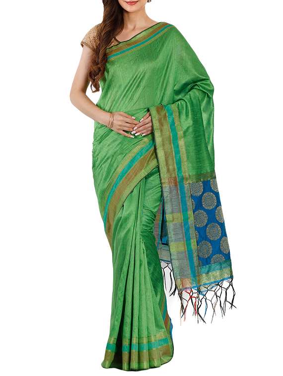 the chennai silks green jacquard saree with blouse